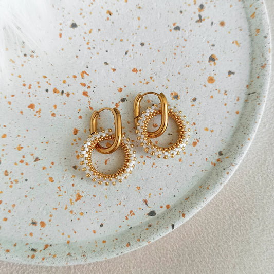 Earrings 23 mm in cristal white-gold color