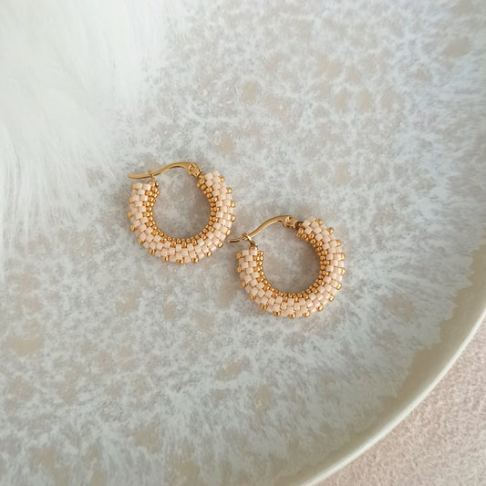 Náušnice Kongo 23 mm v béžovo-zlatých barvách